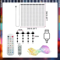 Smart LED Curtain Light with App Control - Customizable RGB Ambient Lighting - USB Type - C (3M - 9.9ft - 400LEDS)