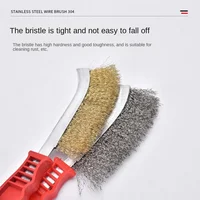 Multi-function Tool Wire Brush Copper Plated (Stainless Steel Brush, 1PCS) Long Handle Kitchen Grill Special Plate Rust Removal 2