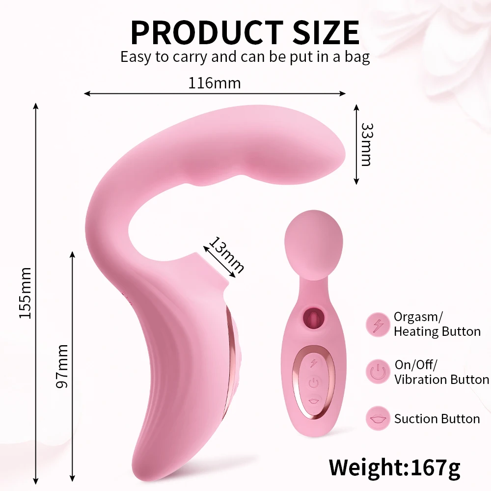 Clit Sucker Dildo Vibrator with Women's Stimulator Licking Nipple Suction Massager Heatable Vagina Masturbator Sex Toy for Woman — view 3