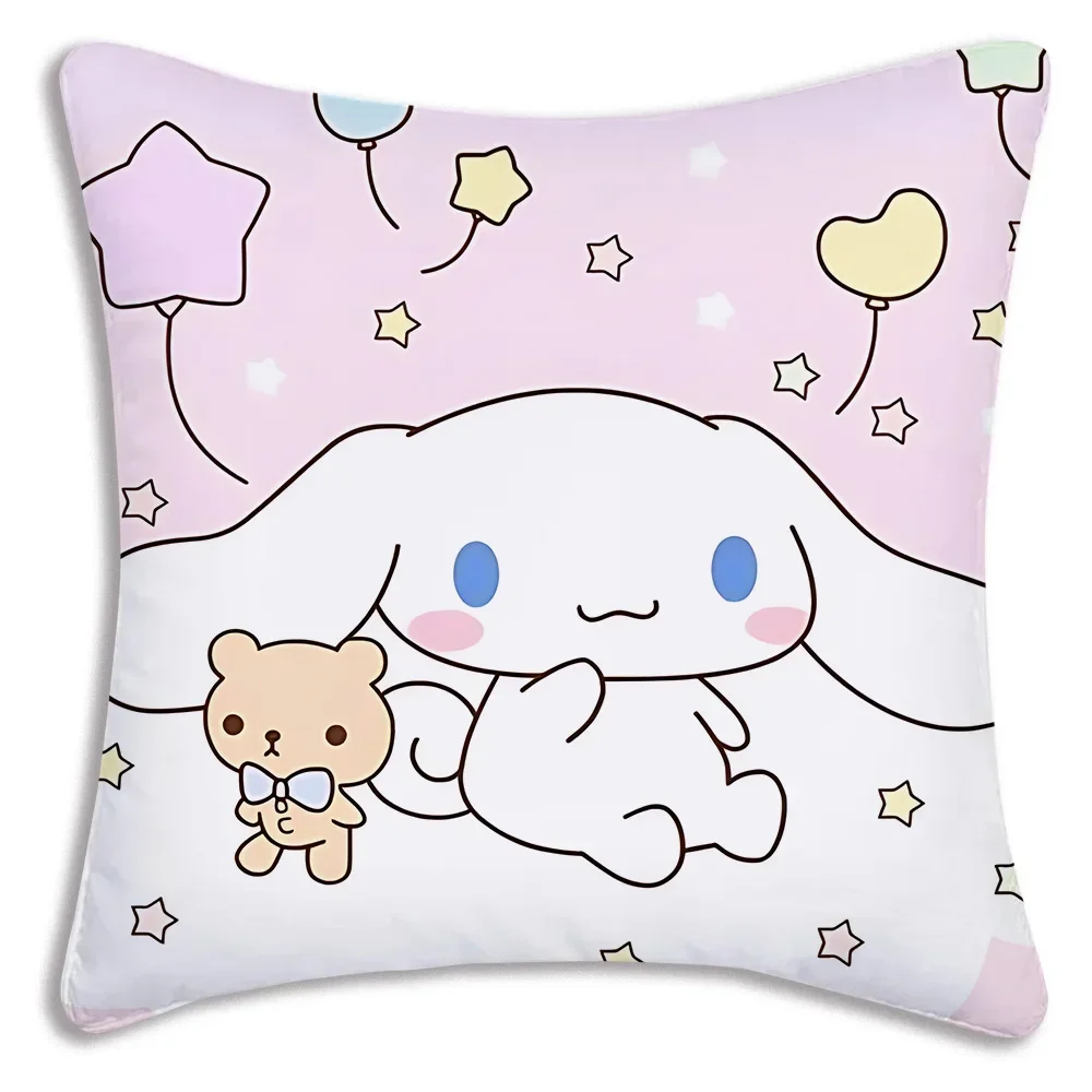 Kawaii Cinnamoroll Sanrios Pillow Covers Cartoon Sofa Decorative Home Double-sided Printing Short Plush Cute Cushion Cover