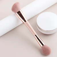 Pinceau de maquillage double embout, pinceau de mélange rond + pinceau à blush angulaire, outil de maquillage à poils doux 3