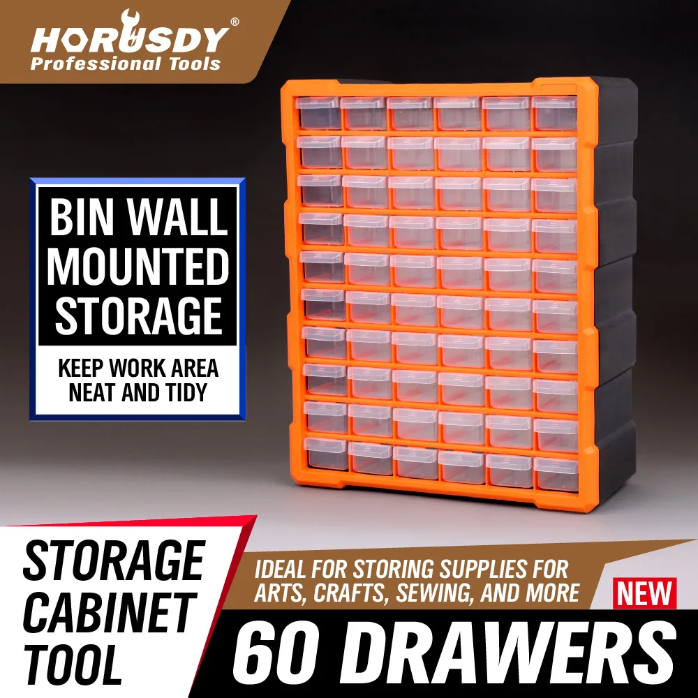 HORUSDY 60 Drawers Storage Cabinet Tool Box Parts Organiser Bin Chest With Divider