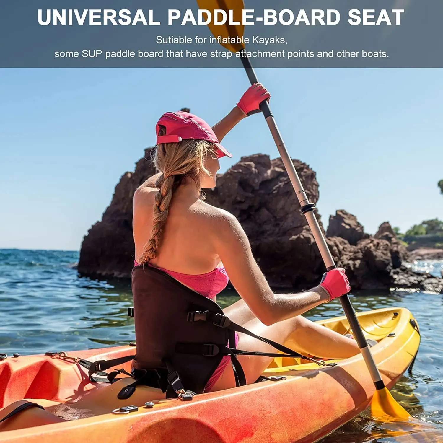 Kayak Seat Cushion Pad, Fishing Boat Seat with Storage Bag, Universal  Adjustable Kayaks Seat, Detachable Paddle Board Sit for Kayaking, Sup and