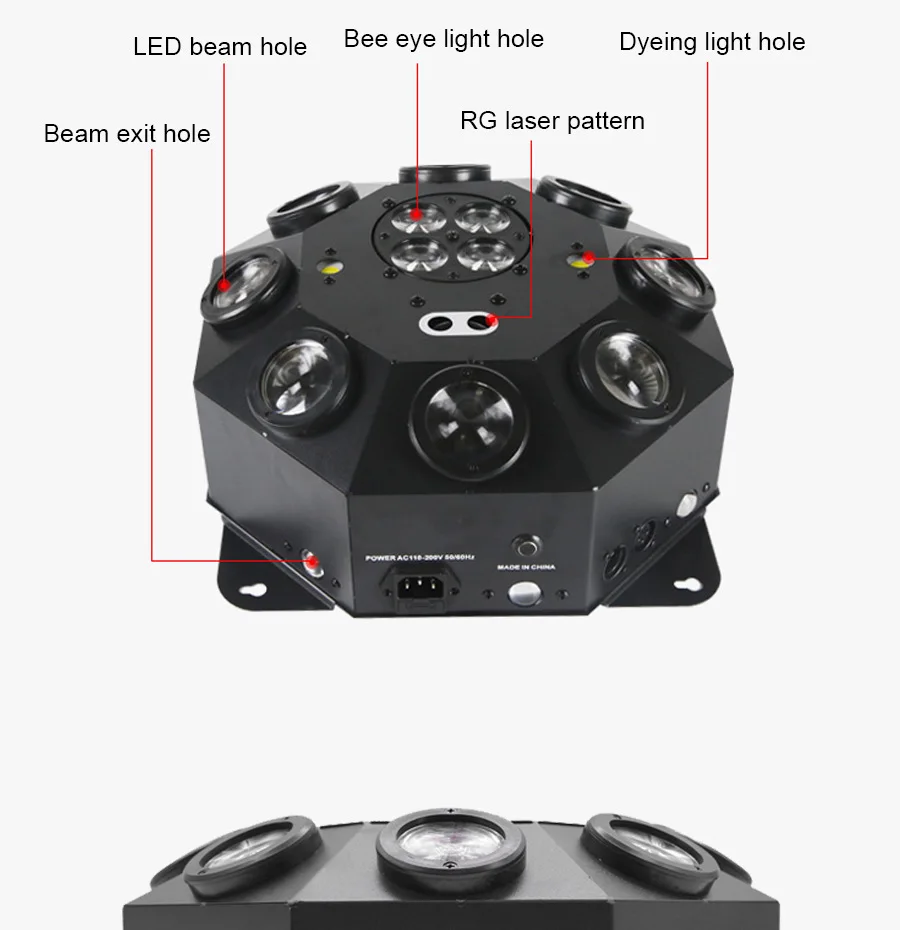 New RGBW Bee Eye 5 In1 Led Laser Beam Spider Disco Moving Head Light By DMX Cont