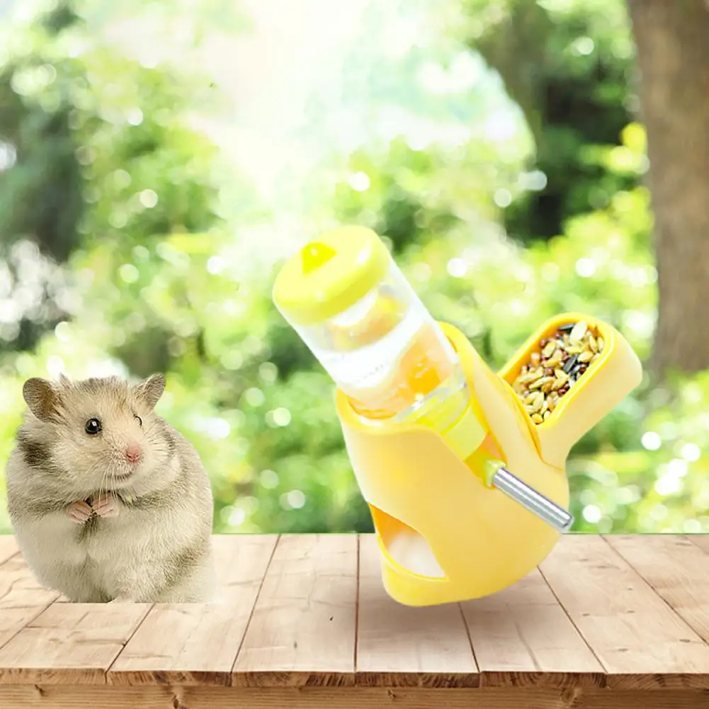 Automatic Small Animal Water Bottle Leak-Proof With Food Bowl - Hamster Guinea Pig Rat Drinking Water Dispenser