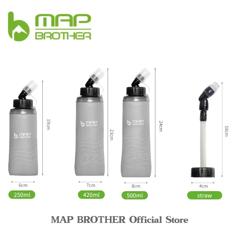 MAP BROTHER S005 250ml 420ml 500ml Soft Flask Folding Water Bottle TPU Can Hold Ice Cubes Running Hydration Pack Waist Bag Vest portable water bottle