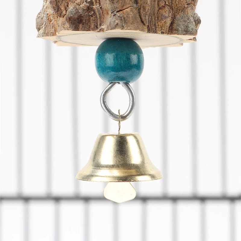 Bird Toys S/M/L For Parrot Chew Bite Hanging Cage Decoration Beak Grinding Colorful Wooden Toy with Bell Birds Supplies