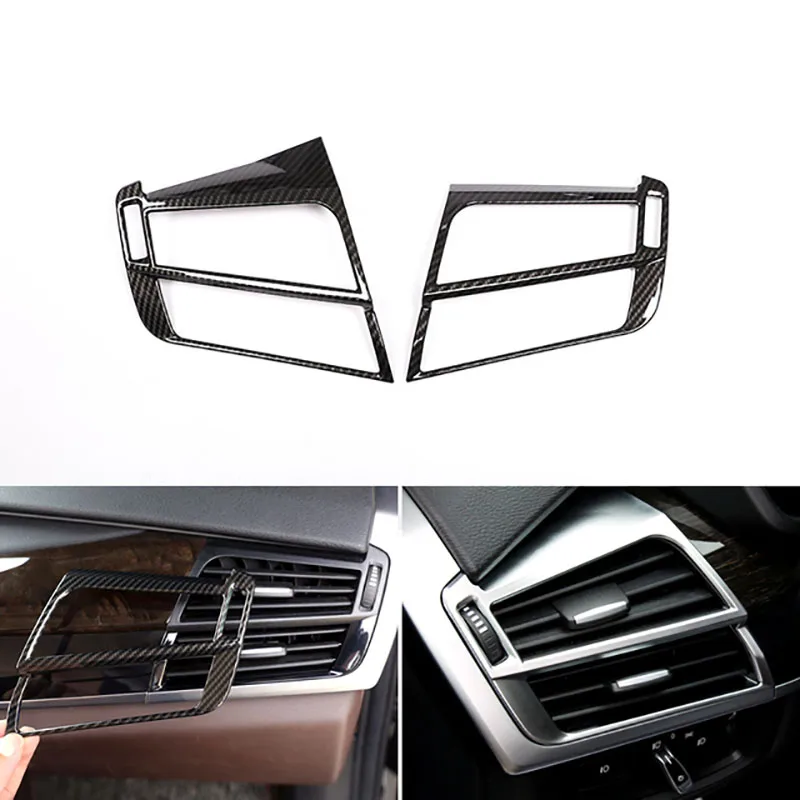 

2Pcs Car Carbon Texture Interior Side Air Condition Vent Outlet Frame Cover Trim For BMW X5 X6 F15 F16 2014-2018 Accessories