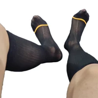 Sexy Ultra Thin Dress Tube Socks Men Sheer Stockings Man Erotic Wear Business Formal Sock calcetines hombre