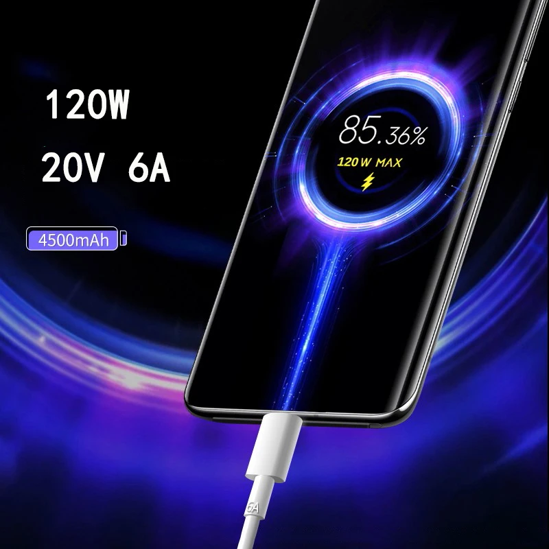 EU US Xiaomi 120w Charger and 6A Cable For Xiaomi Redmi Note 13