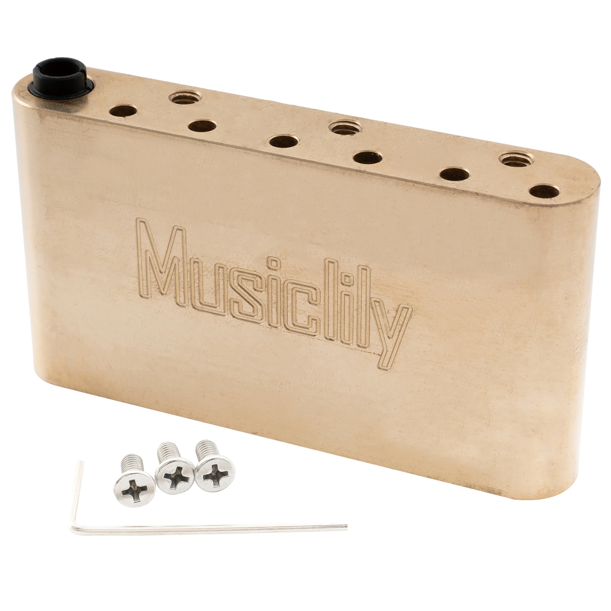 Musiclily Ultra 52,5 mm Push-in-Tremolo-Block aus massivem Messing/Stahl für ST-Style-E-Gitarre Wilkinson M-Serie Bridge – Detail 15