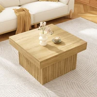 Table basse en bois avec plateau en PB et base en MDF, 79x79x46 cm, robuste, polyvalente, design moderne pour le salon, la salle à manger, le bureau, la décoration 2