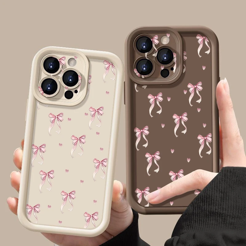 Shockproof Pink Bow Printed Soft Silicone Phone Case