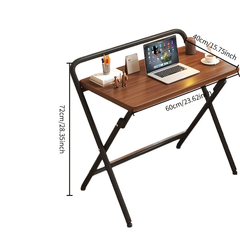 Bureau d'ordinateur pliable, bureau à domicile simple et moderne, bureau d'étude/bureau pour petit appartement, en fer forgé et bois massif