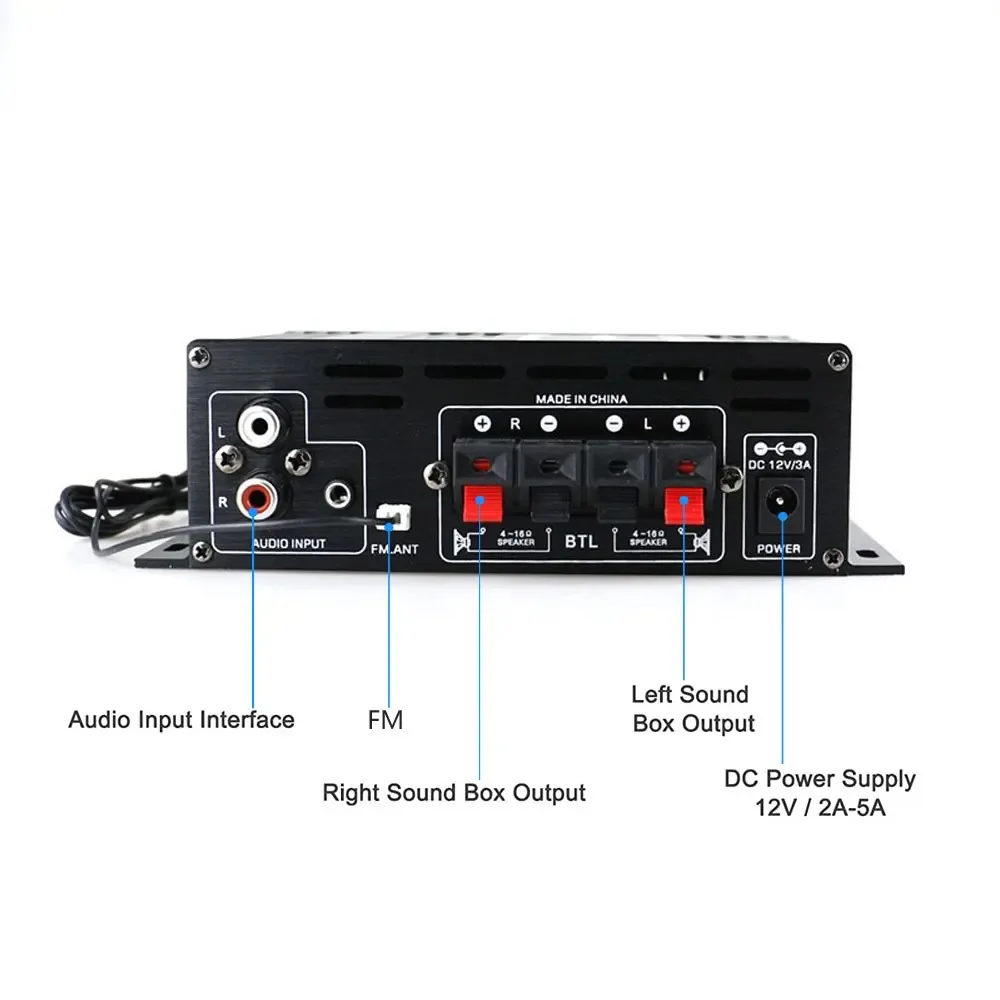 HIFI 블루투스 사운드 앰프 홈 디지털 오디오 앰프 채널, 음악 플레이어, 지지대 FM USB SD 베이스 및 트레블, AK380, 2.0, 40W + 40W