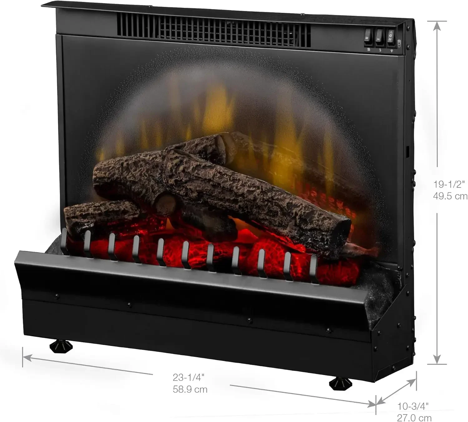 Dimplex DFI Series 23" Standard Log Set Electric Fireplace Insert (Model: DFI2309), 4692 BTU, 120 Volt, 1375 Watt, Black 3