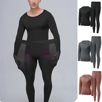 Sous-vêtement thermique ultra-fin pour hommes, 1 pièce, haute élasticité, grande taille, température constante, sans couture, manches longues, ensemble de fond 1