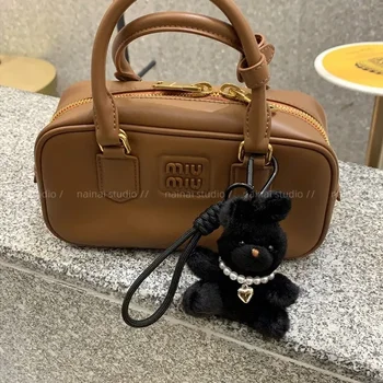 Black Pearl Rabbit Pendant Cute Bag Decorations Creative Gifts for Best Friend School Bag Keychain Women Jewelry Accessories