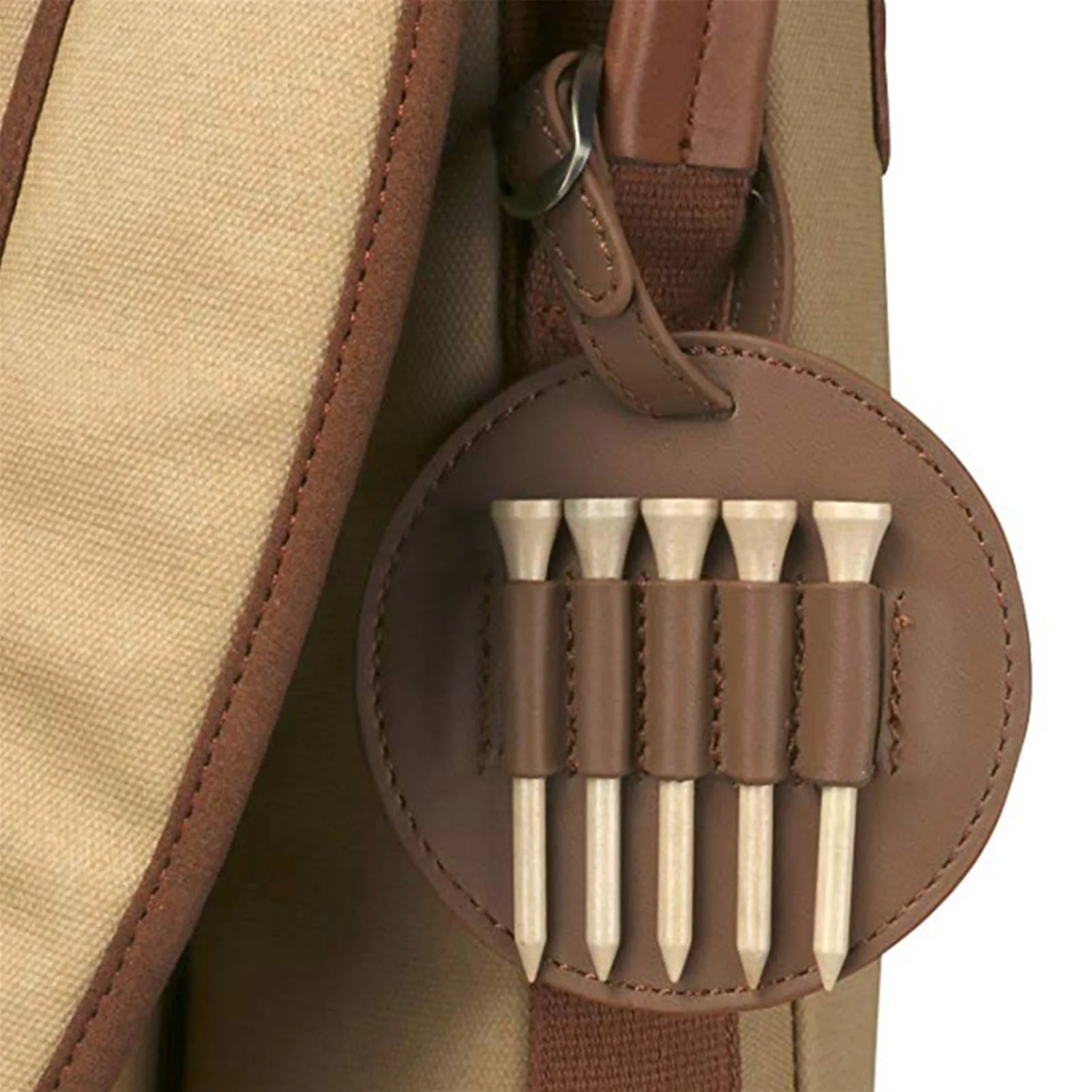 Golf Tee Bag 5 Tee Holes Portable Tee Holder Pu Leather Durable Golf