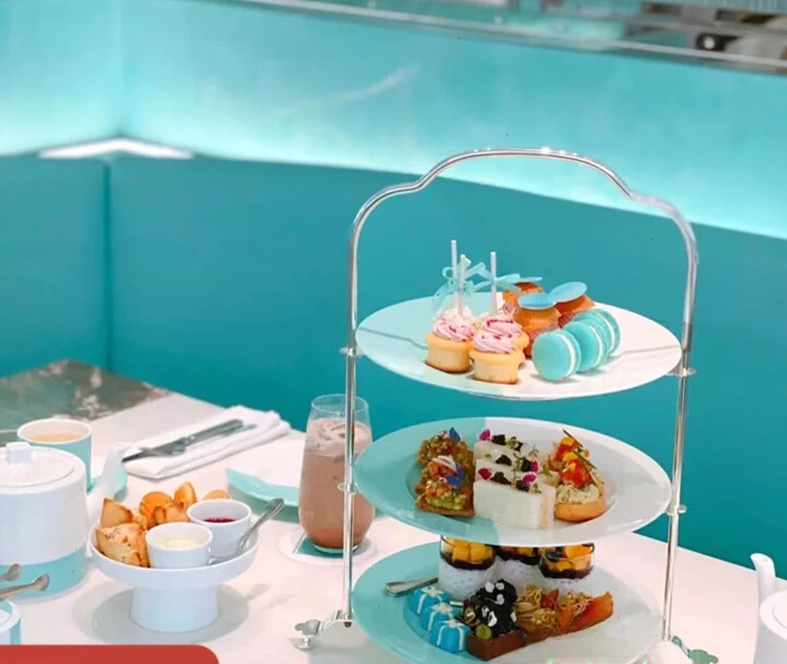 

English stainless steel pastry stand, net red cake stand, simple dessert table, tea break hotel, do not include plates