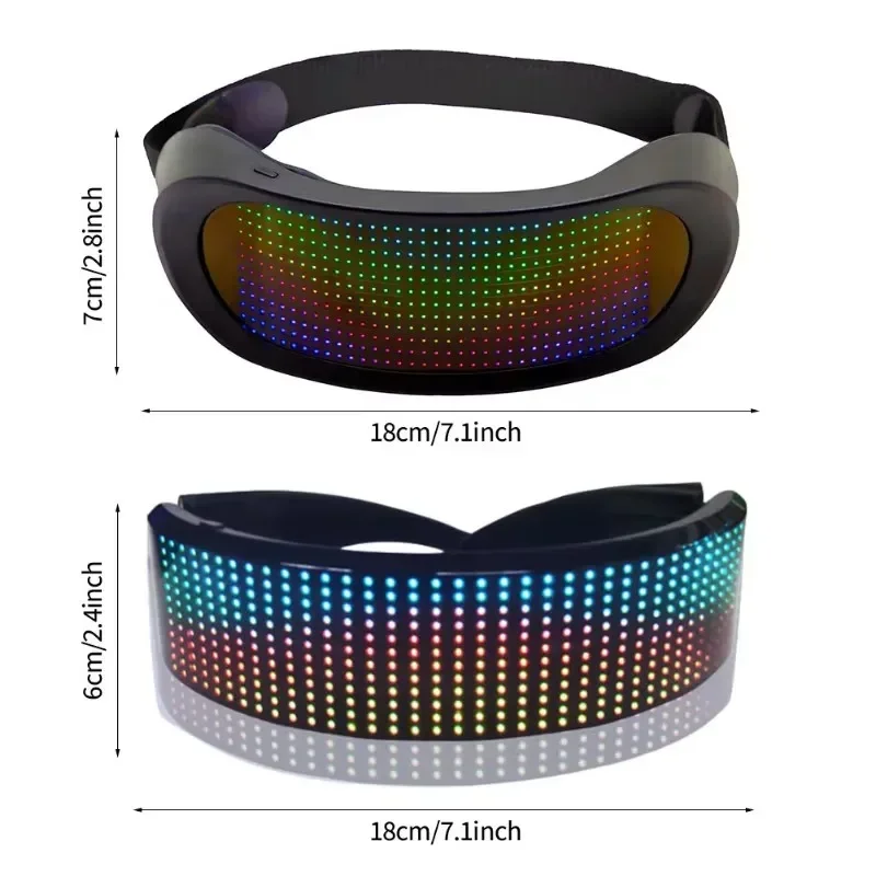 새로운 미래 지향적 인 V1 V2 블루투스 DIY Led 안경 할로윈 바 다이나믹 풀 컬러를위한 프로그래밍 가능한 빛나는 빛나는 전자 소품