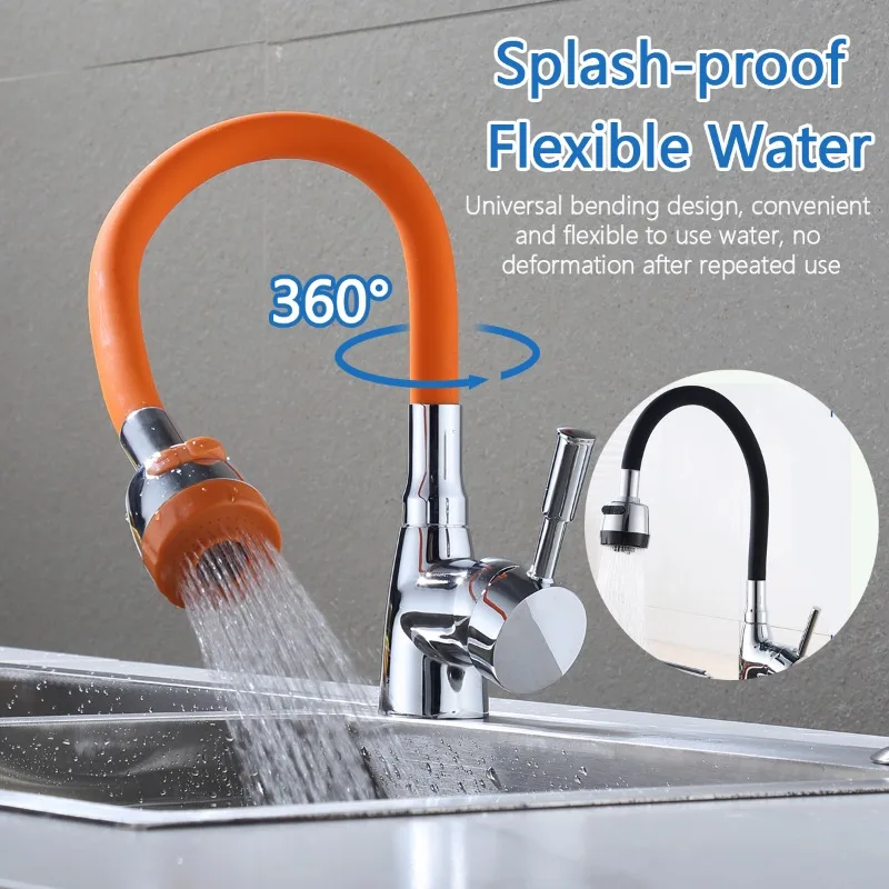 Flexible Direction Rotating Kitchen Faucet Deck Mount Cold Water Faucet Colorful Single Handle One Hole Tap 2 Mode Spray Stream