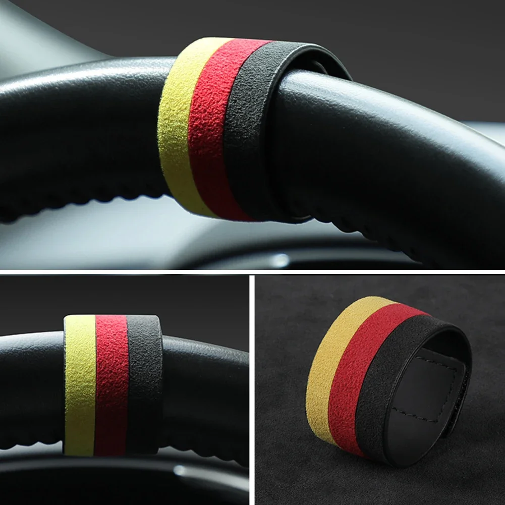 Italy Super Suede Steering Wheel Booster with Personality Center Line Flannel Interior Design Accessory