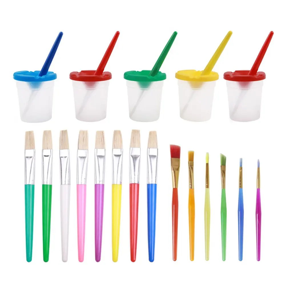 19Pcs 페인팅 브러쉬 세트 아크릴 오일 수채화 공예용 전문 미술 용품 ??세척 가능 간편한 휴대