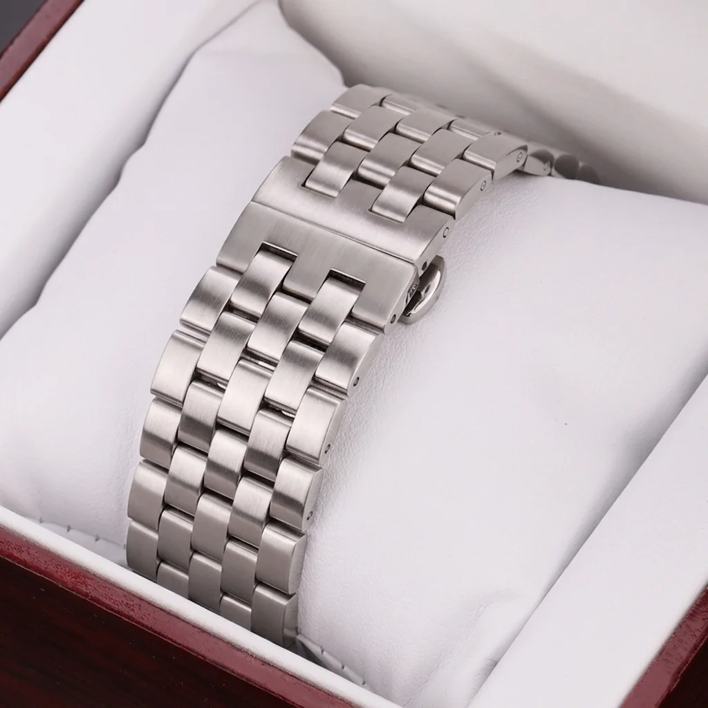 Universal Solid Stainless Steel Silver Watch Band - Premium Metal Bracelet Replacement