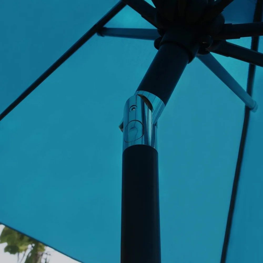 9' Solar LED Lighted Patio Umbrella with 8 Ribs/Tilt Adjustment and Crank Lift System