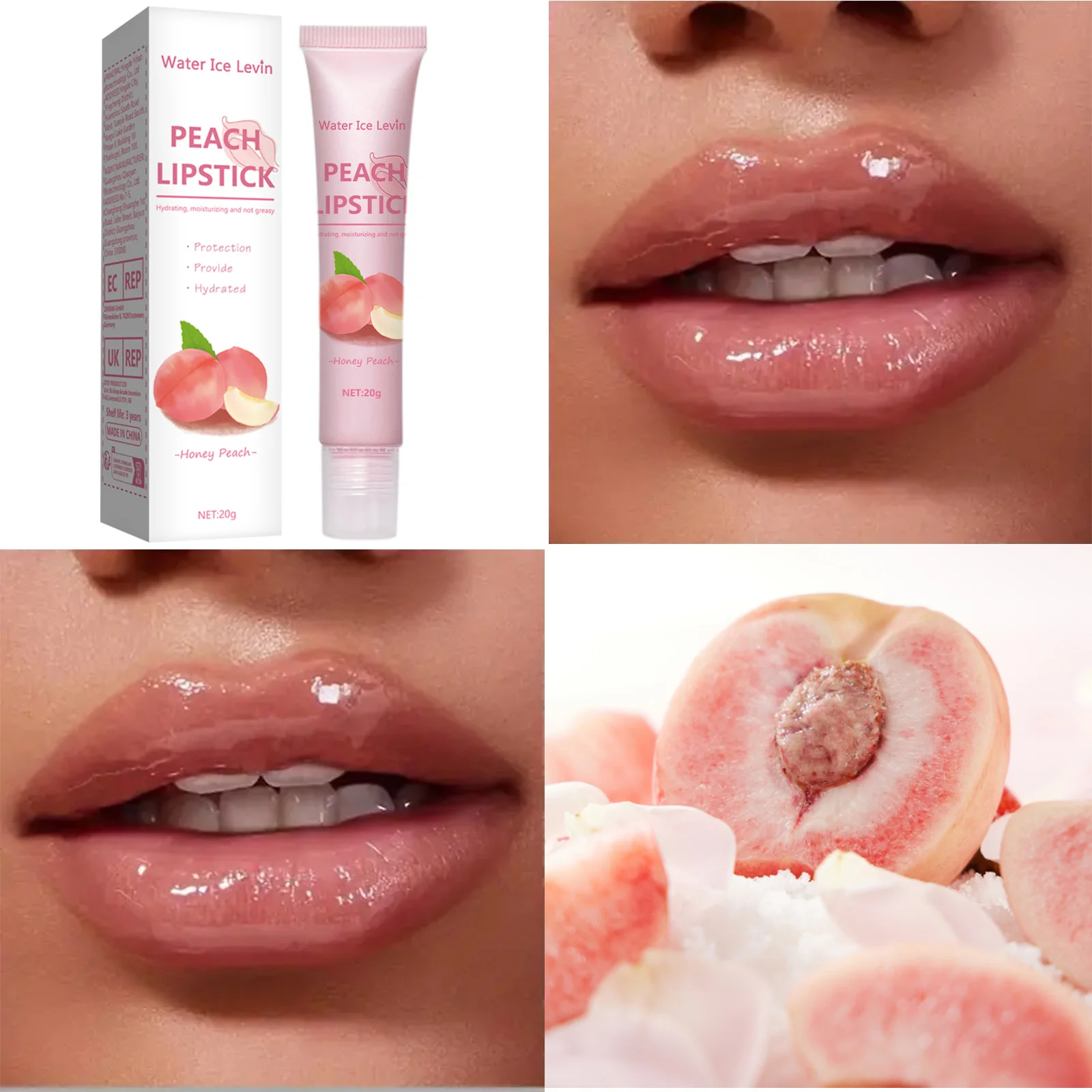 Water Ice Levin Peach Hydrating Lip Balm Won't Fade Lipstick Peach Hydrating Long Lasting Color Moisturizing Lip Balm 6