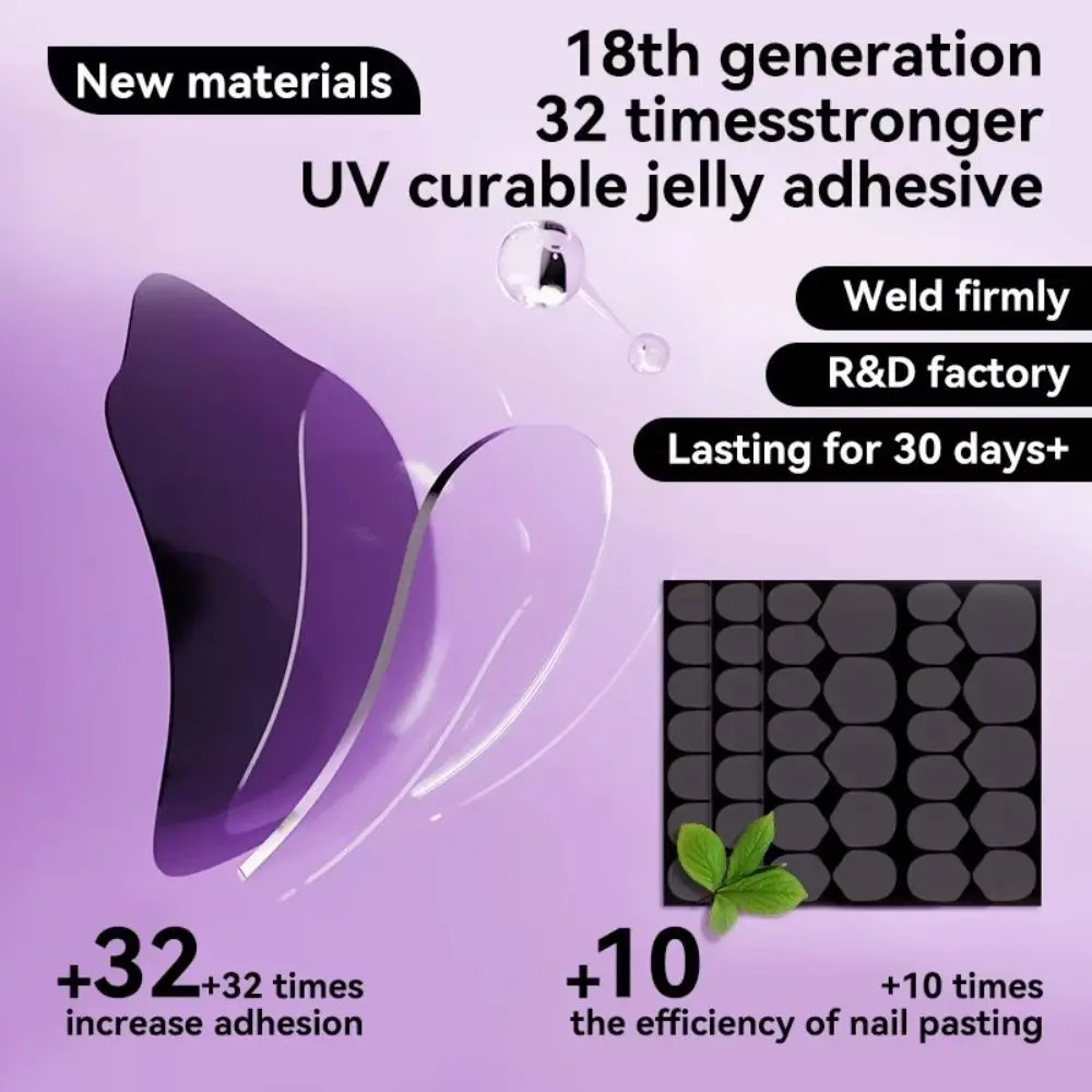 10Sheets/Set Transparent UV Nail Jelly Glue Strong Adhesion Double Sided Nail Glue Sticker Waterproof False Nail Glue