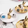 Exquisite European Style Ceramic Animal Bowls/Plates/Trays for Jewelry Storage with Golden Horse and Rabbit Design 1