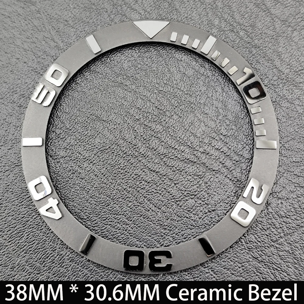Elegant Blue Luminous Bezel GMT and Diving Watch Insert, Sloping 38mm x 30.6mm Ceramic/Aluminum