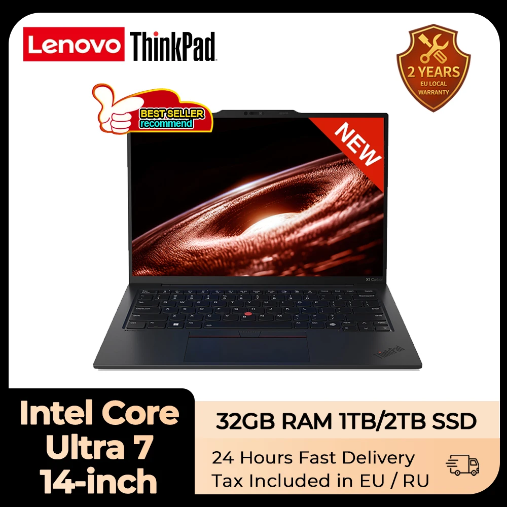 

Lenovo Laptop ThinkPad X1 Carbon AI 2024 Intel Core Ultra 7 Arc Graphics RAM 32GB LPDDR5x 1TSSD 14-inch 2.8K 60Hz Notebook PC