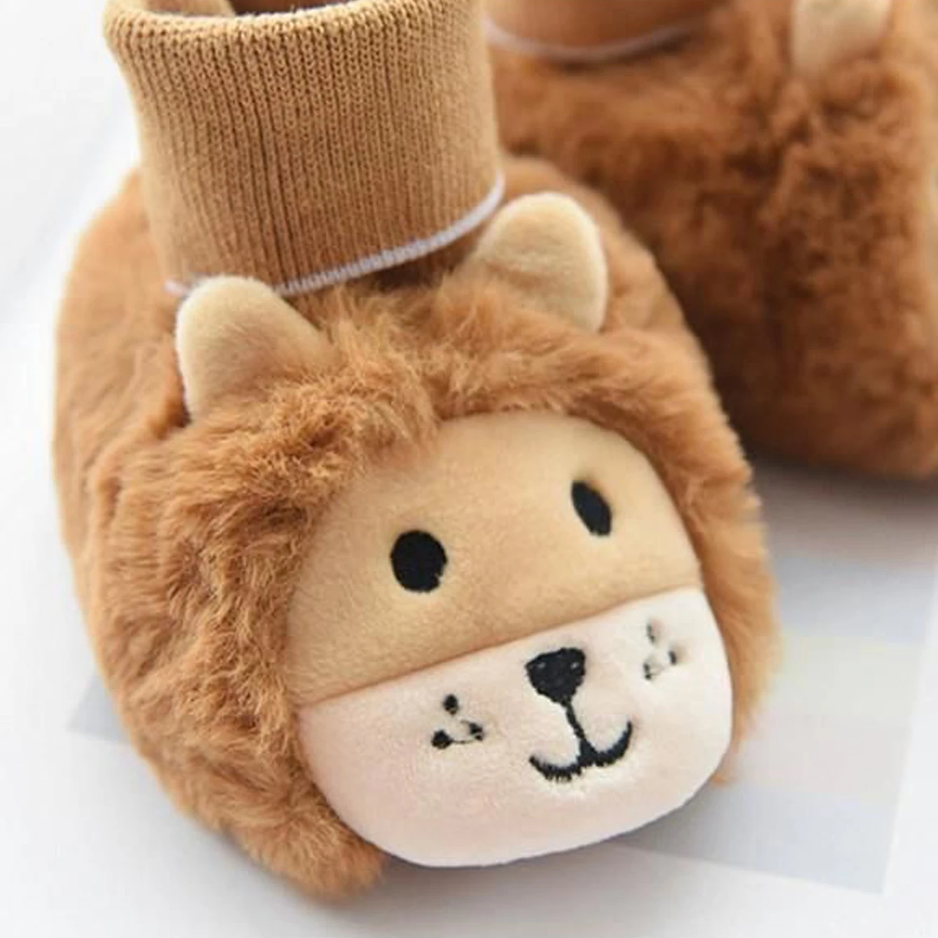 2024 New Winter Cute 3D Cartoon Animals Baby Shoes, Newborn Warm Fluffy Infant Socks Shoes Non-Skid Indoor Slippers 6
