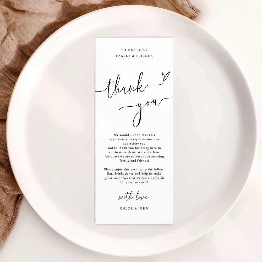 Place Cards Thank You Place Cardfor Wedding Table Thank You Note Place Setting You Minimalist Napkin Note