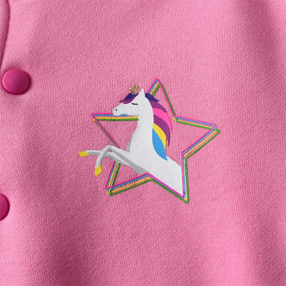 DXTON Mädchen-Baseballjacken, Einhorn-Motiv, für Kinder, Sport-Oberbekleidung, Mantel, Freizeitkleidung für Kinder, Strickjacke, Winter, warme Jacken für Kleinkinder – Detail 6