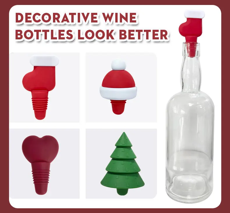 Christmas Silicone Wine Bottle Stopper Set 5