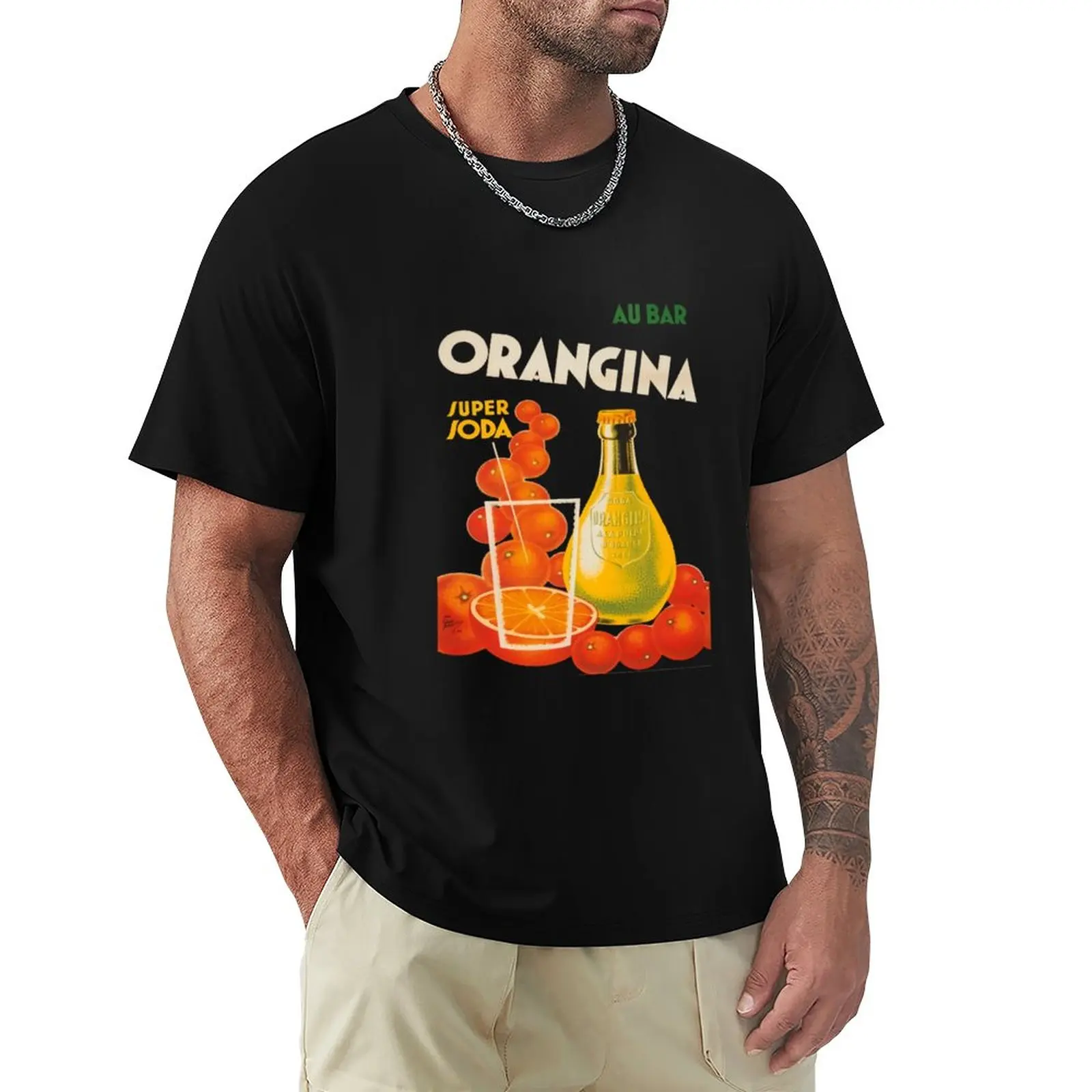Poster Da Cocktail Orangolation Super Soda Au Bar T-Shirt Plus Size Top Anime Mens T-Shirt Casual Elegante