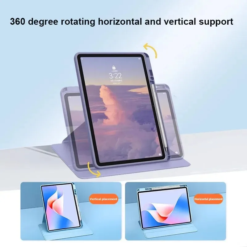 Sleek 360° Rotating Acrylic Tablet Case with Pen Slot