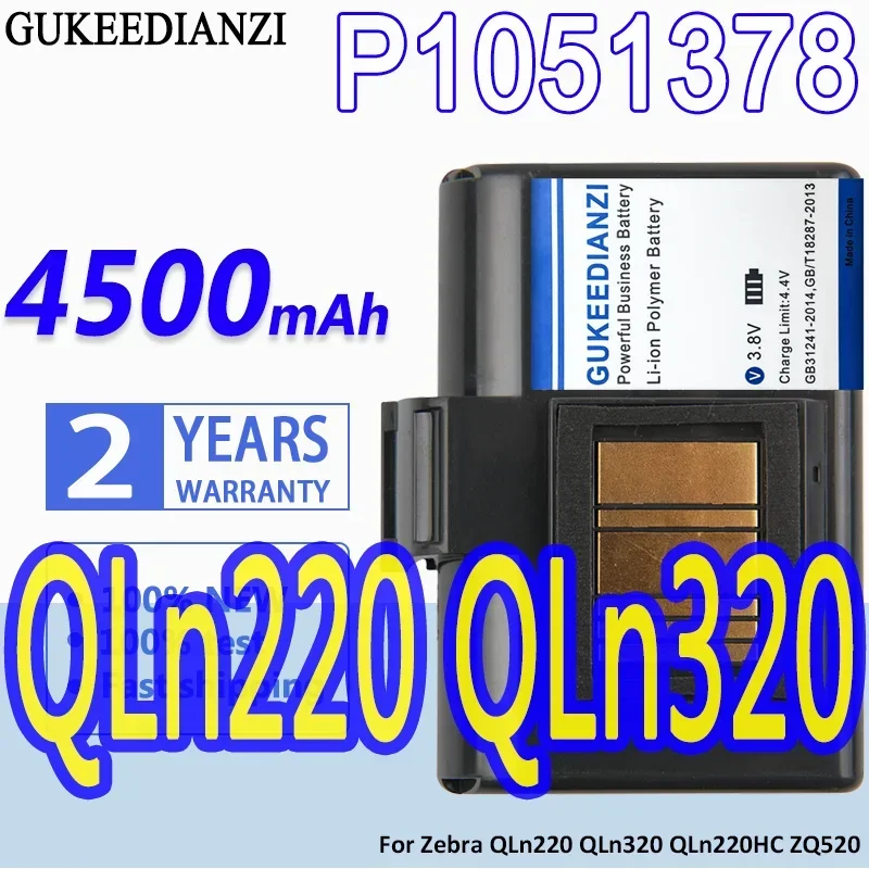 

High Capacity GUKEEDIANZI Battery P1051378 P1023901 4500mAh For Zebra QLn220 QLn320 QLn220HC ZQ520 Replacement Batteries