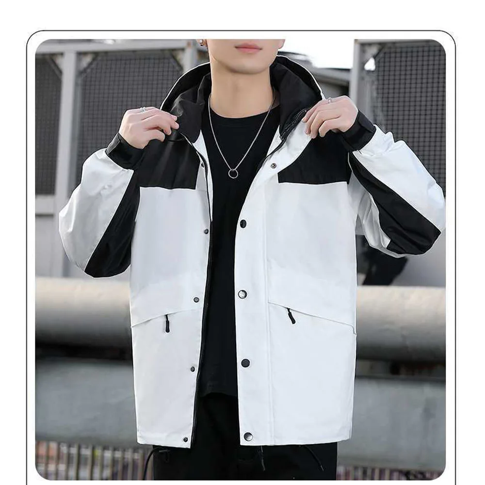 

Men's Jacket Commuter Bomber Jackets Casual Windbreaker Zip Hoodie Coat Spring Autumn Casual Patchwork Fashion Outdoor Male Clo