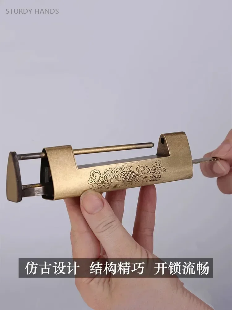 Copper Door Lock Vintage Cabinet Door Latch Lock Universal Furniture Jewelry Box Padlock Household Hardware cabinet door lock antique locks