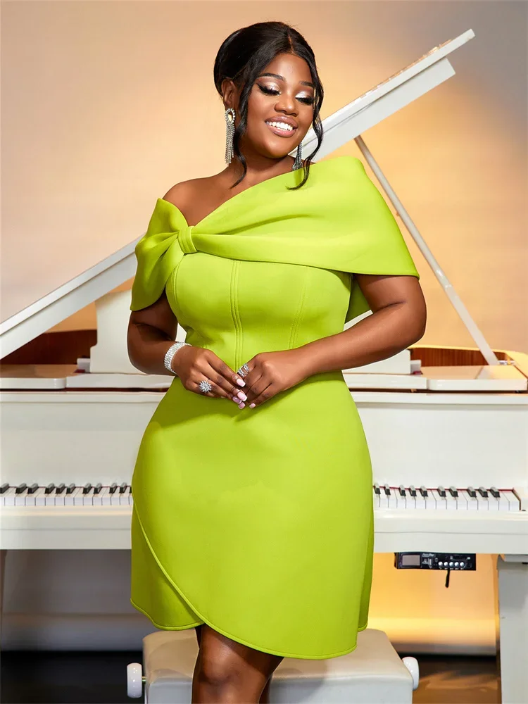 Wmstar Women Plus Size Dress Summer Large Size Elegant Short Sleeve Solid Color Sexy Stretchy Casual Dresses Sundress Clothing