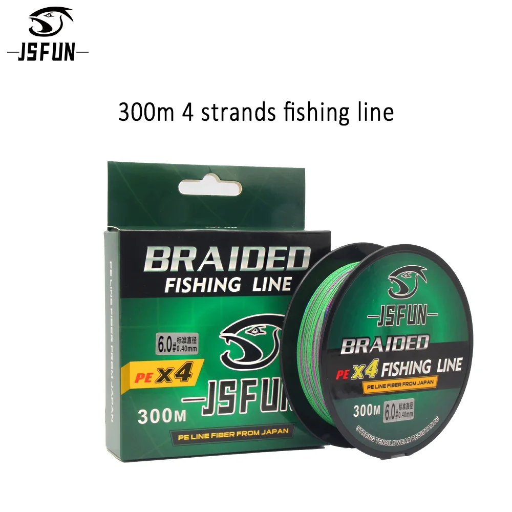 สายเอ็นตกปลา JSFUN 300M 4 เส้น ถักสีเคลือบ สายเอ็นตกปลาแบบโมโนฟิลาเมนต์ สายเอ็นตกปลาแบบจม สำหรับตกปลาคาร์พ 1
