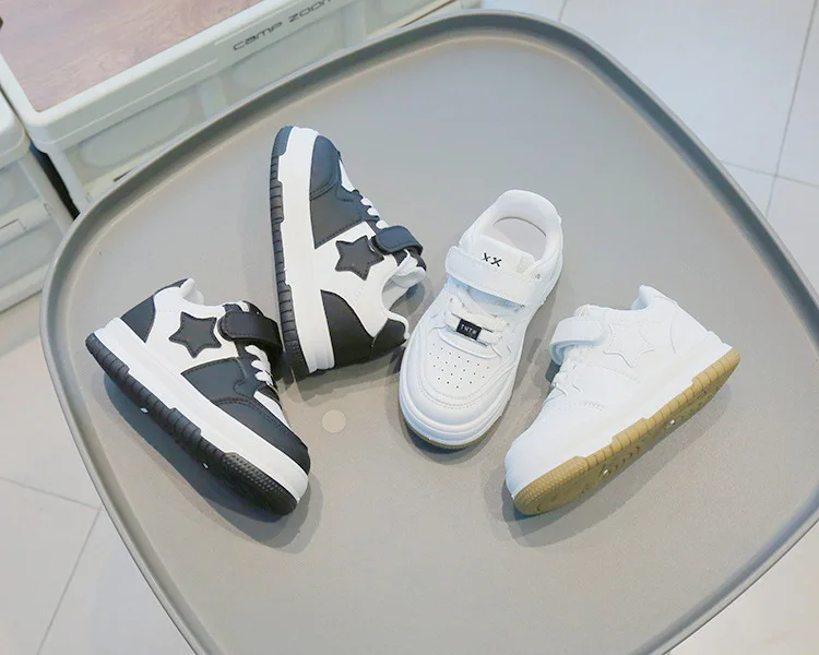 Tenis Sneakers Bambini Primavera/Autunno Nuovi Ragazzi Ragazze Sport Casual Board Pelle con suola morbida Piccole scarpe bianche_voghion.com