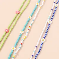 Collier de perles Boho Korea Lovely Flowers Seeds pour femmes, tour de cou court, déclaration, bijoux de vacances, cadeaux, été 3
