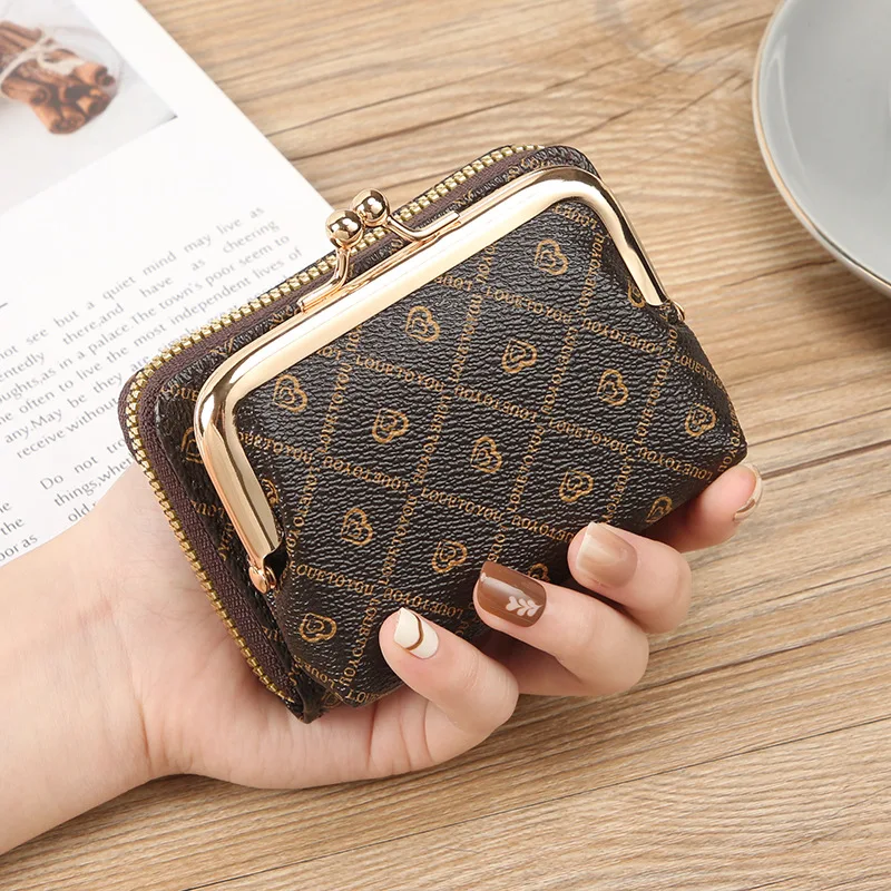 Ladies Wallets Fashion Zipper Card Holder Wallet Coin Pocket Leather Print Minimalist Purse Key Case carteras women wallet