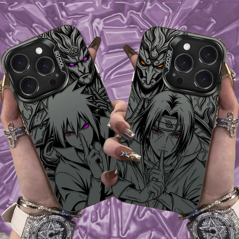Sleek Matte Phone Case with Trendy Naruto Design Featuring Sasuke and Itachi